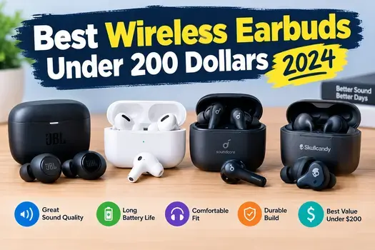 Best wireless earbuds under 200 dollars in 2024 featuring multiple earbuds and charging cases.